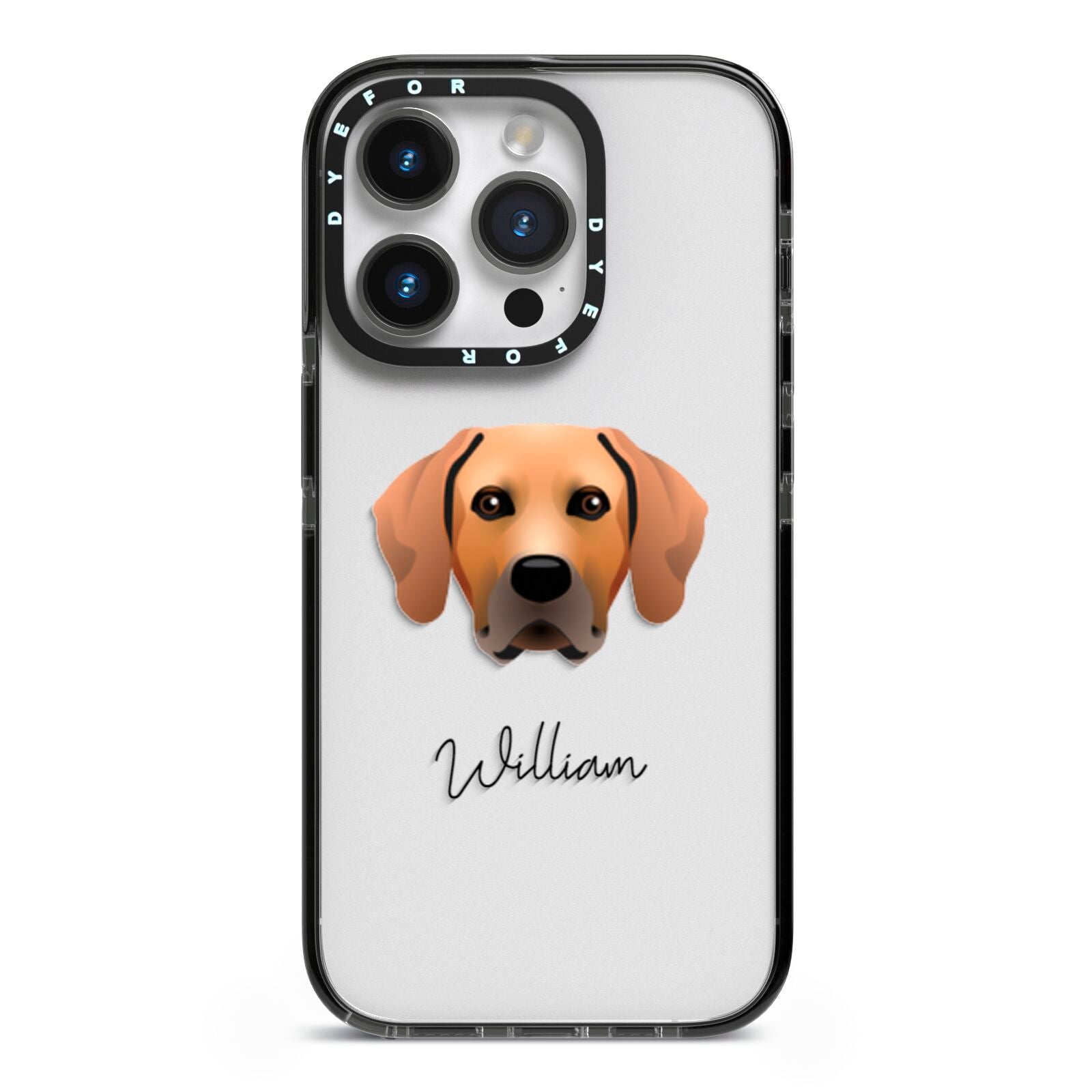 Rhodesian Ridgeback Personalised iPhone 14 Pro Black Impact Case on Silver phone
