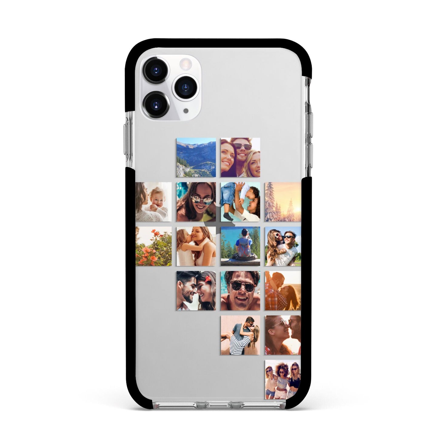 Right Diagonal Photo Montage Upload Apple iPhone 11 Pro Max in Silver with Black Impact Case