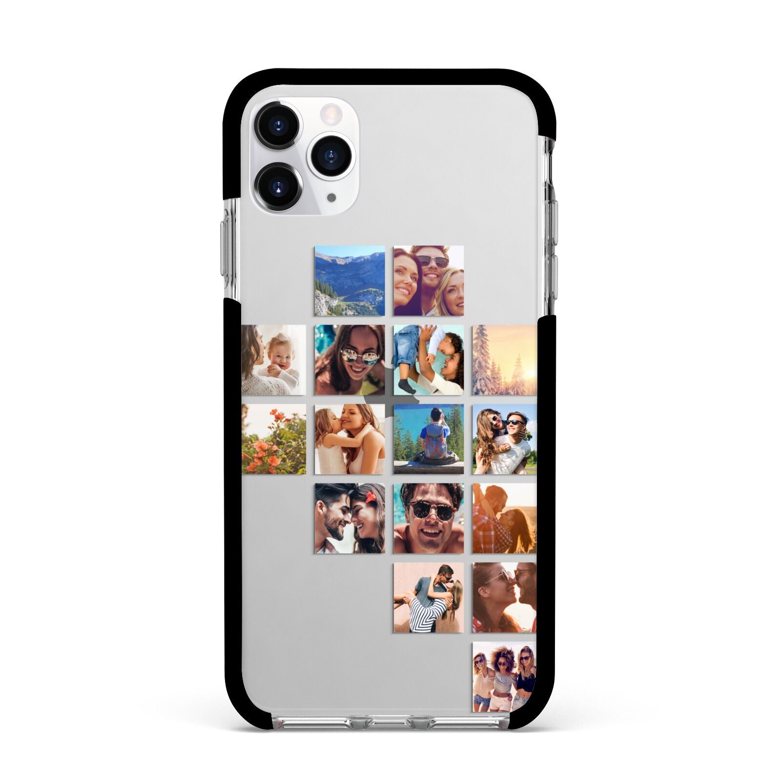Right Diagonal Photo Montage Upload Apple iPhone 11 Pro Max in Silver with Black Impact Case