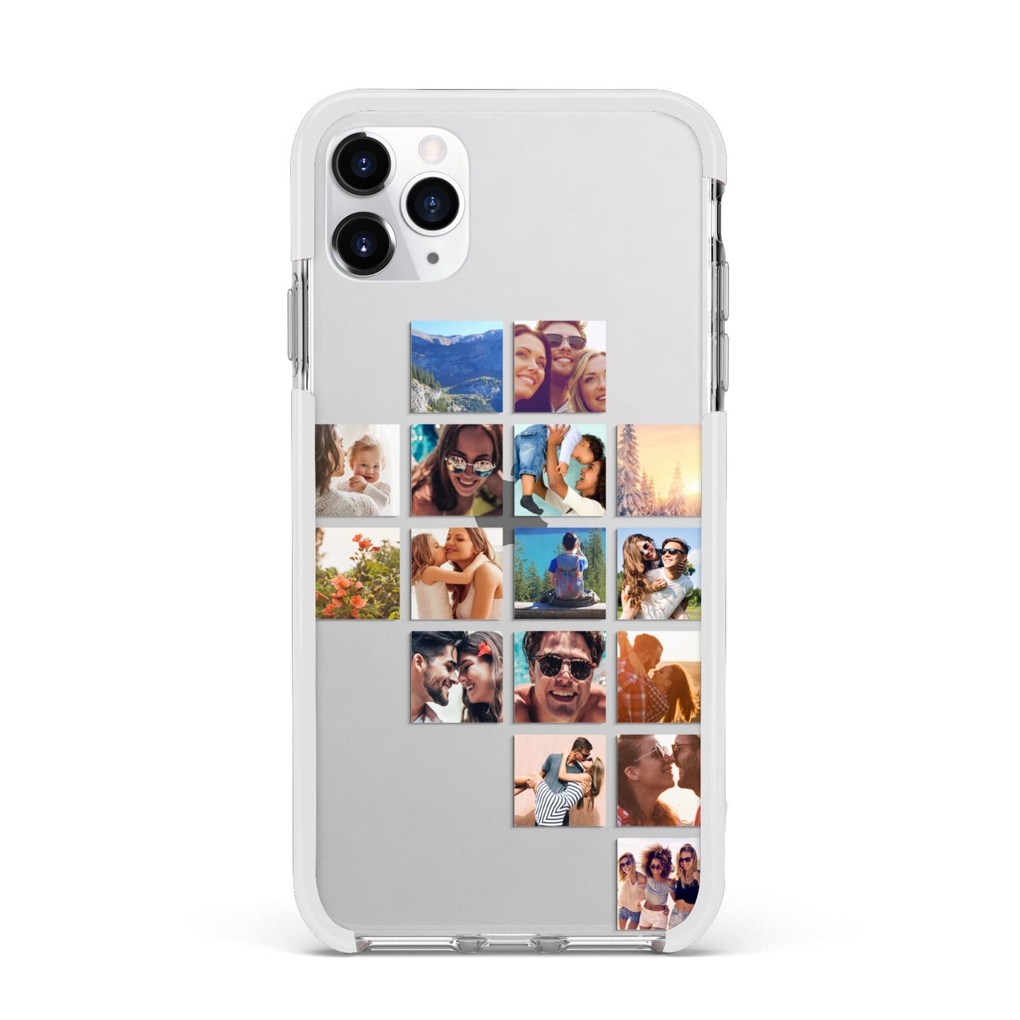 Right Diagonal Photo Montage Upload Apple iPhone 11 Pro Max in Silver with White Impact Case