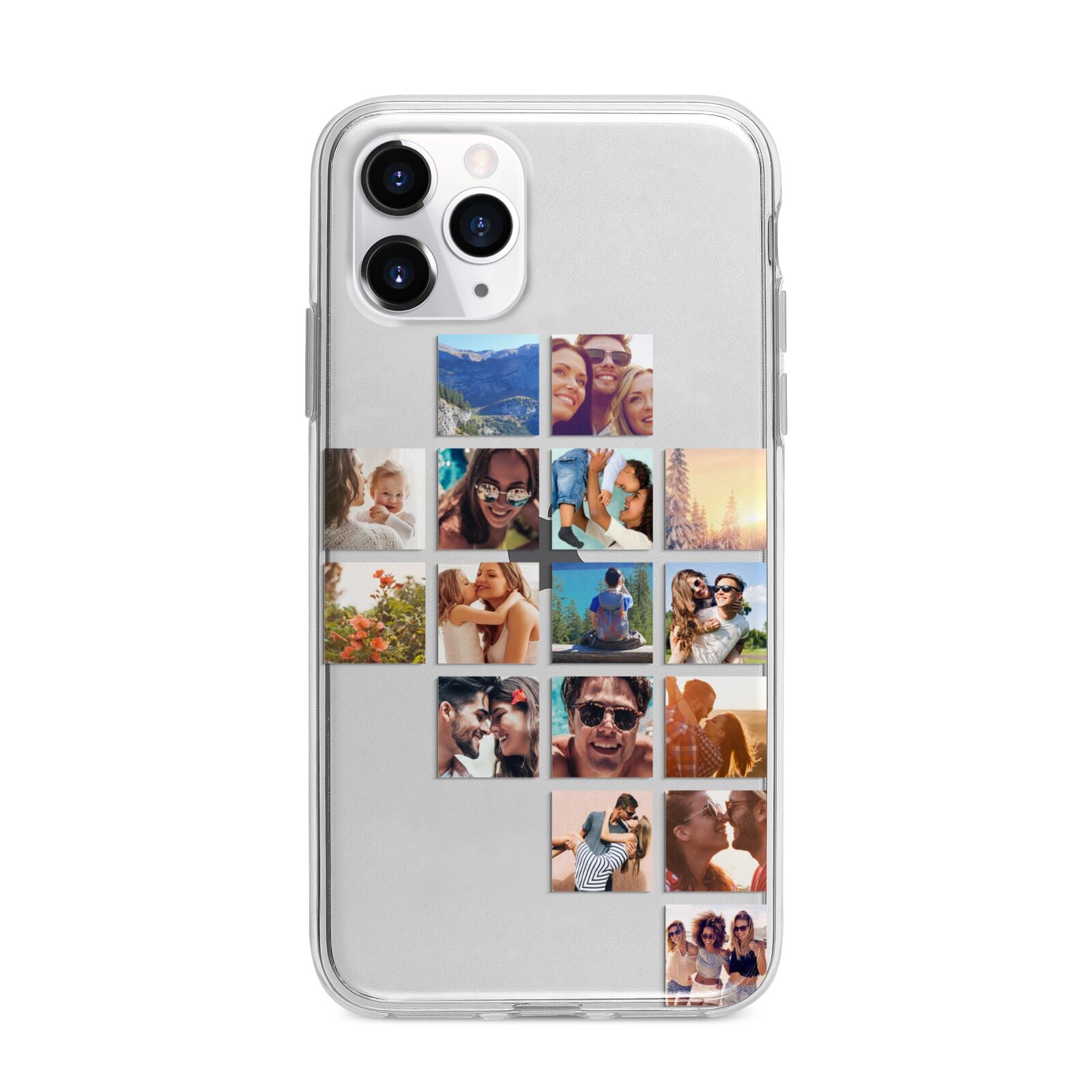 Right Diagonal Photo Montage Upload Apple iPhone 11 Pro in Silver with Bumper Case
