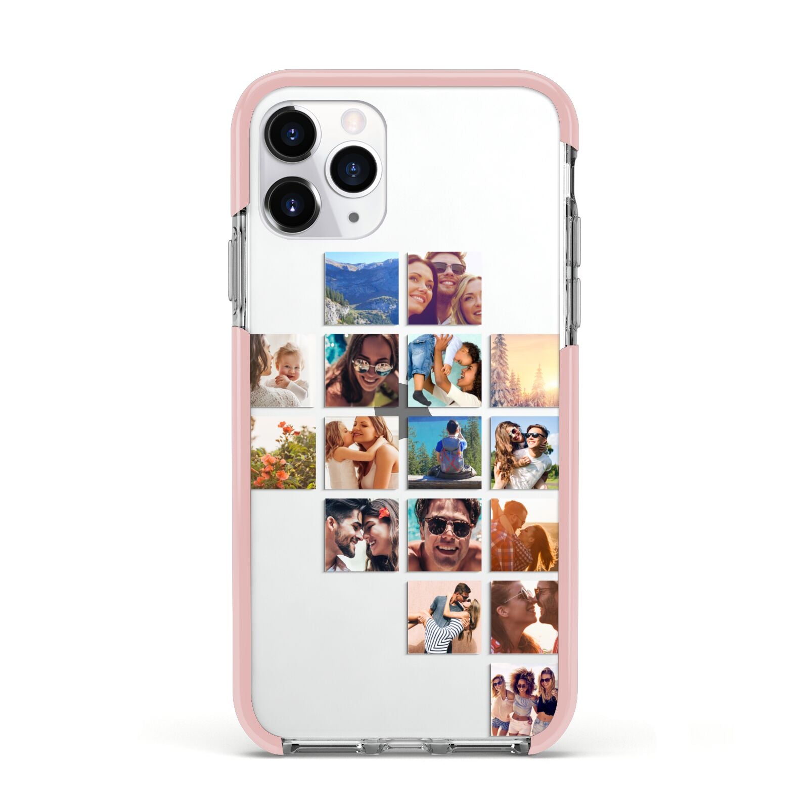 Right Diagonal Photo Montage Upload Apple iPhone 11 Pro in Silver with Pink Impact Case