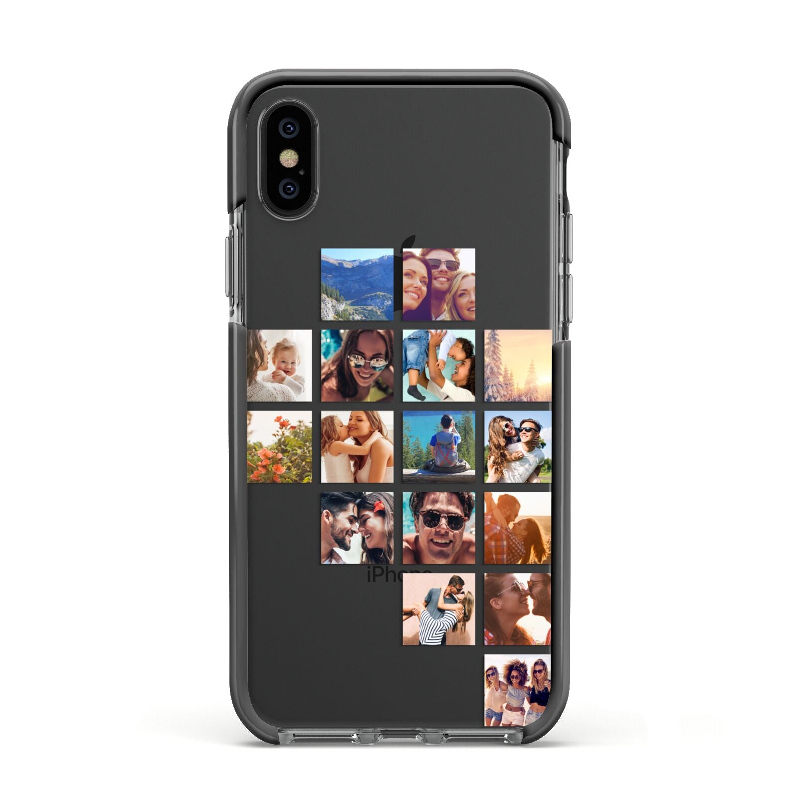 Right Diagonal Photo Montage Upload Apple iPhone Xs Impact Case Black Edge on Black Phone