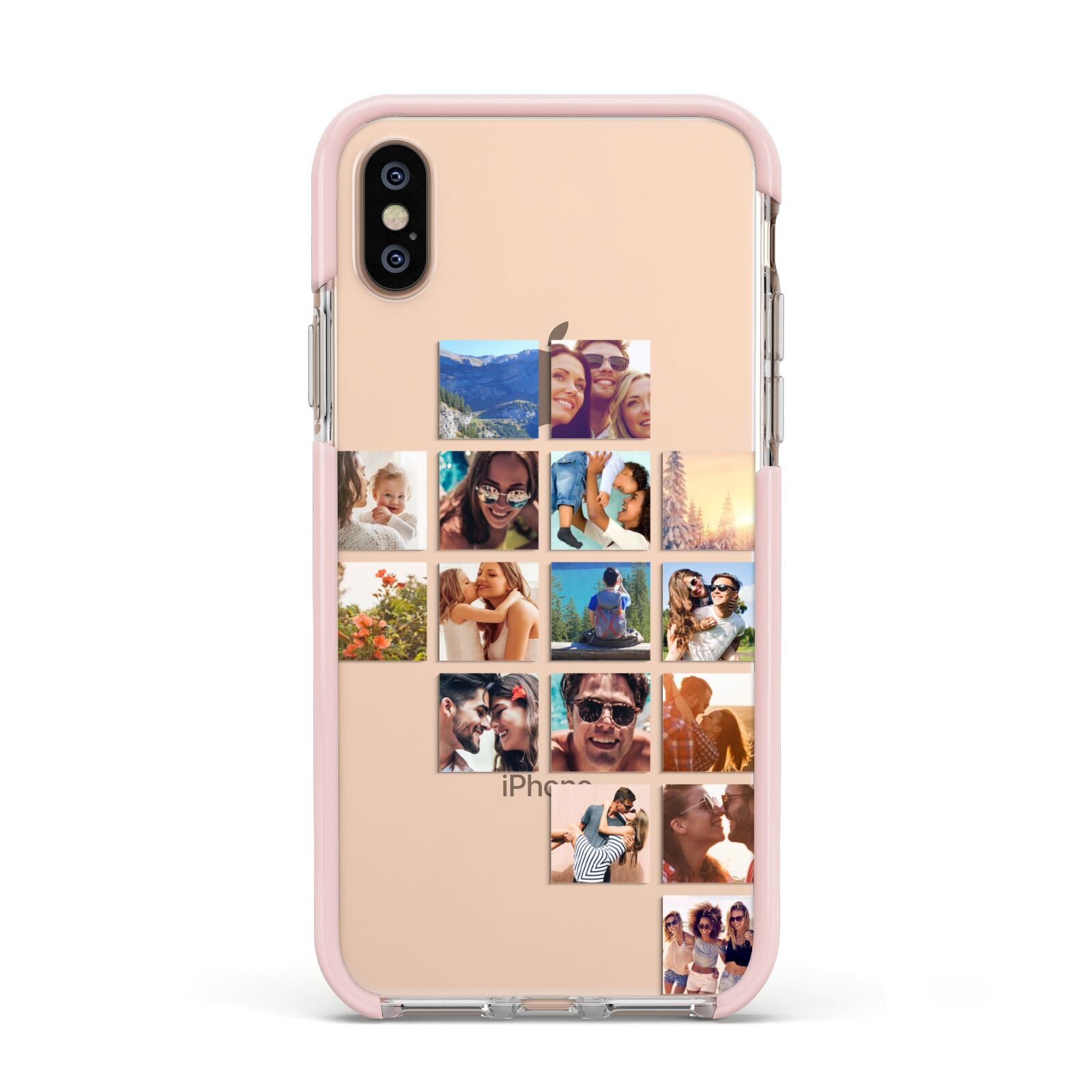Right Diagonal Photo Montage Upload Apple iPhone Xs Impact Case Pink Edge on Gold Phone