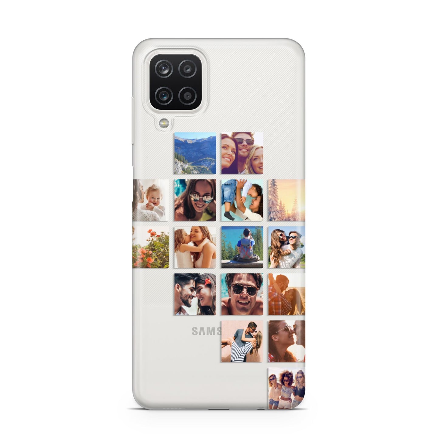Right Diagonal Photo Montage Upload Samsung A12 Case