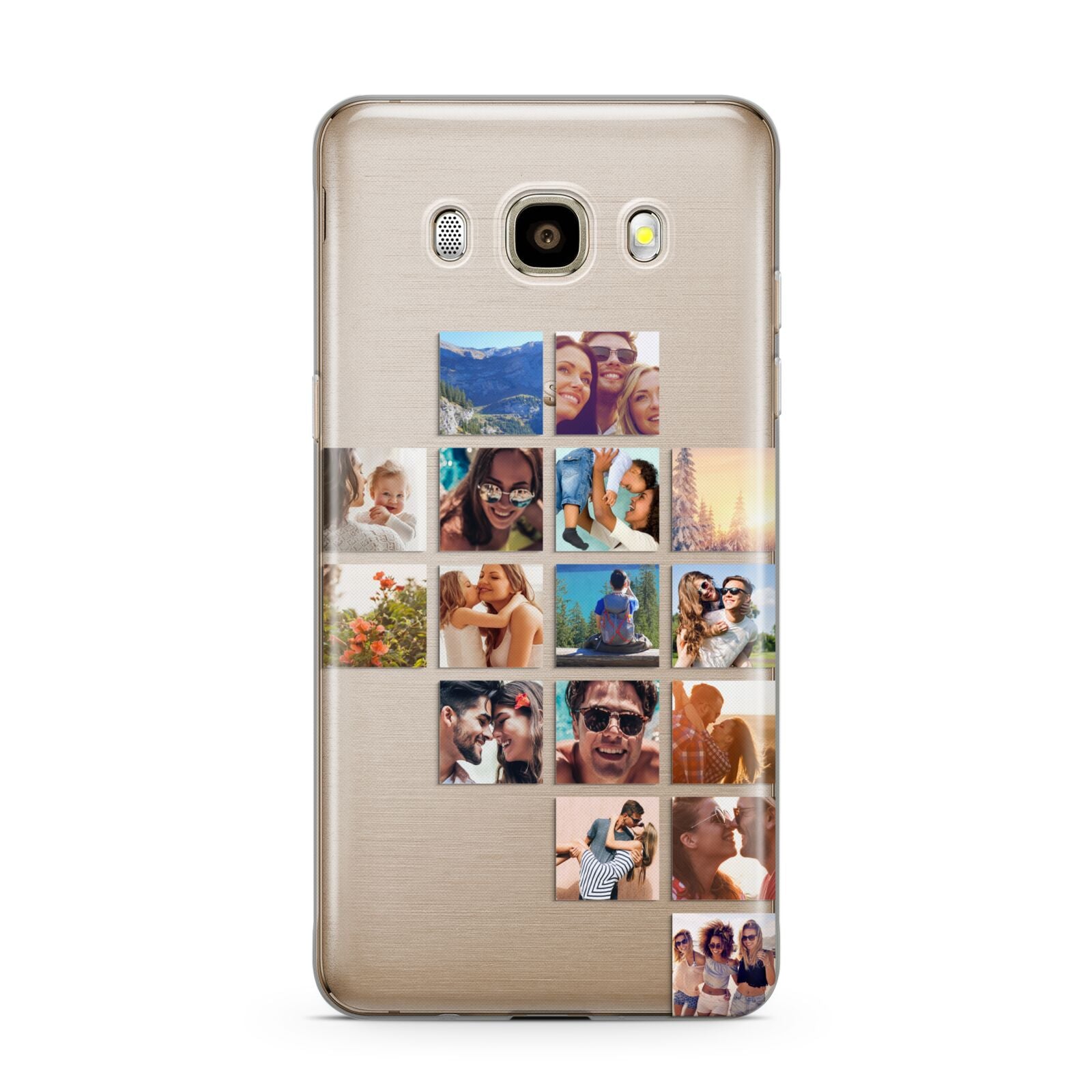 Right Diagonal Photo Montage Upload Samsung Galaxy J7 2016 Case on gold phone