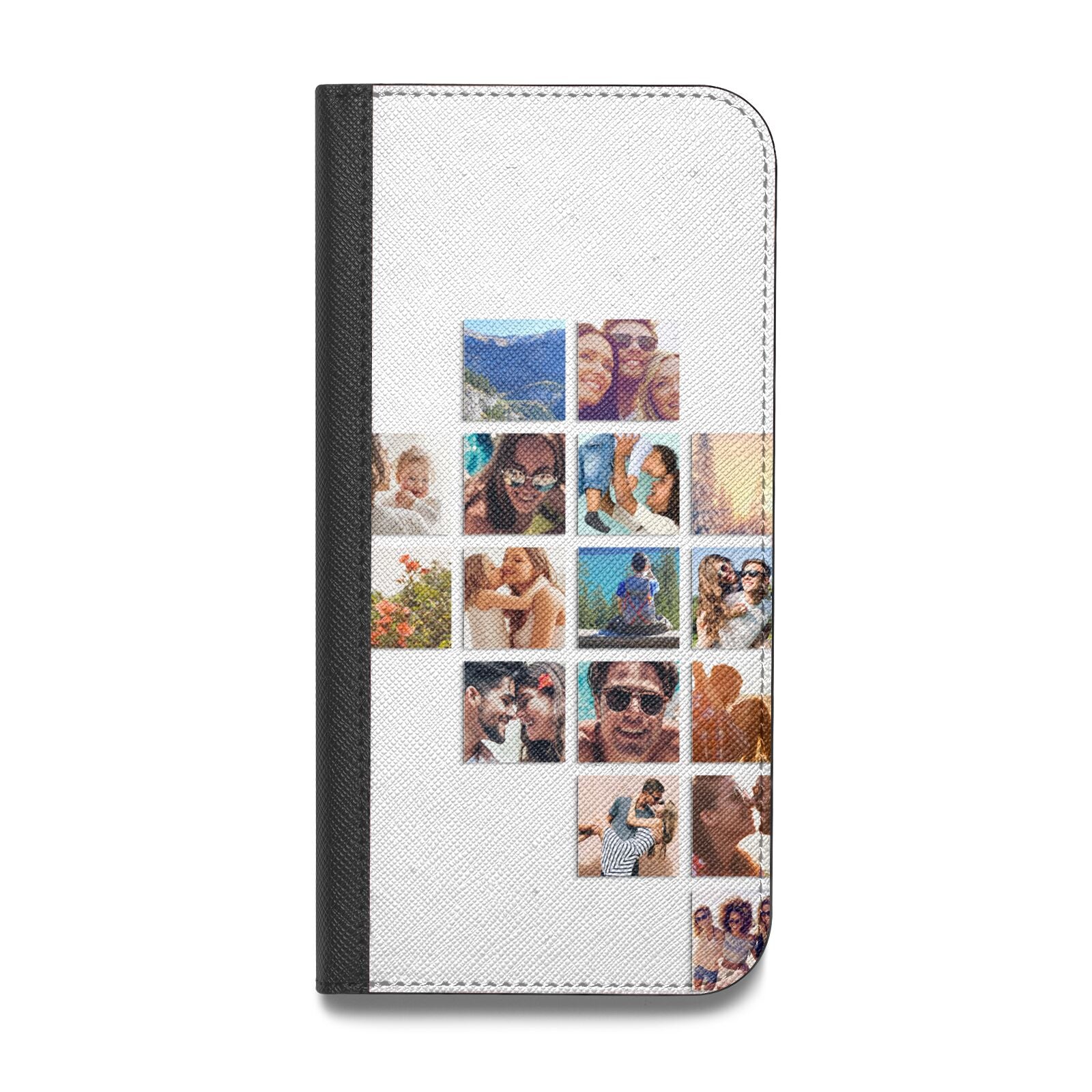 Right Diagonal Photo Montage Upload Vegan Leather Flip iPhone Case