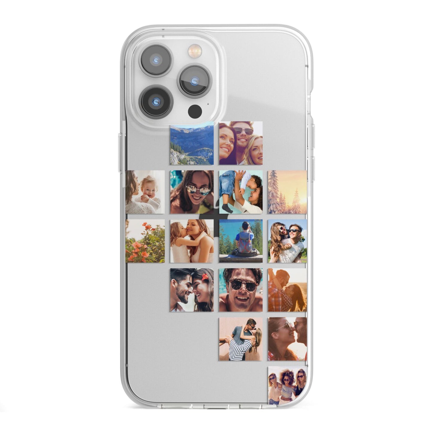 Right Diagonal Photo Montage Upload iPhone 13 Pro Max TPU Impact Case with White Edges