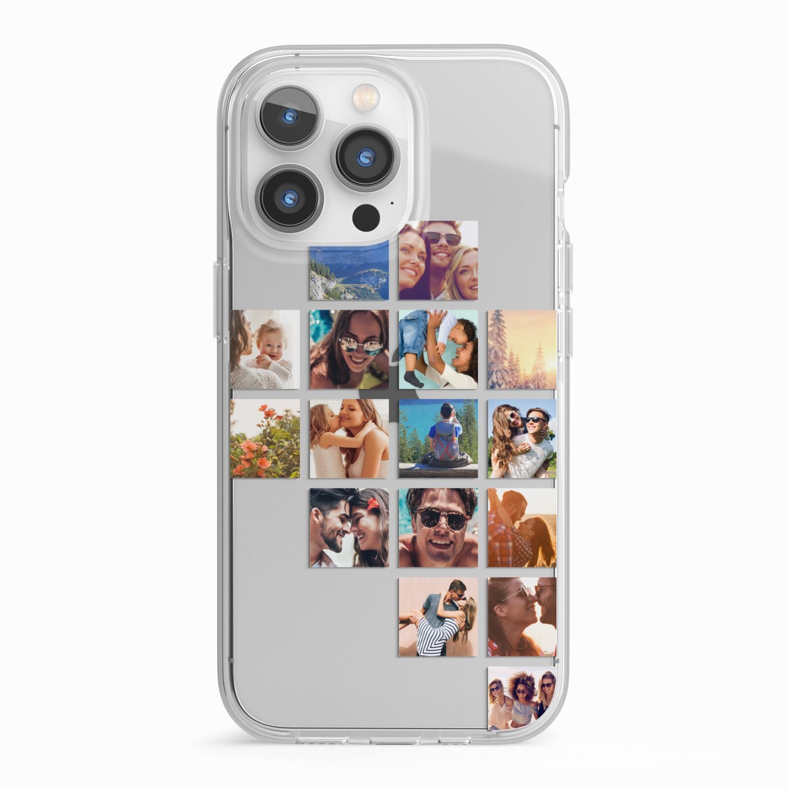 Right Diagonal Photo Montage Upload iPhone 13 Pro TPU Impact Case with White Edges