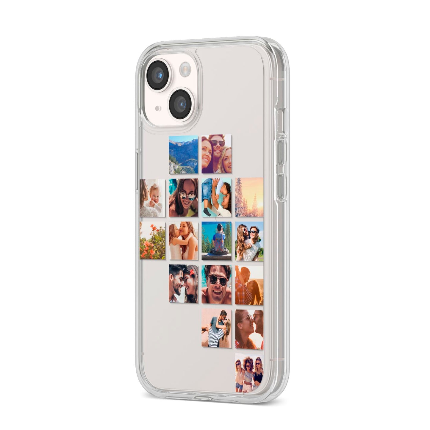 Right Diagonal Photo Montage Upload iPhone 14 Clear Tough Case Starlight Angled Image