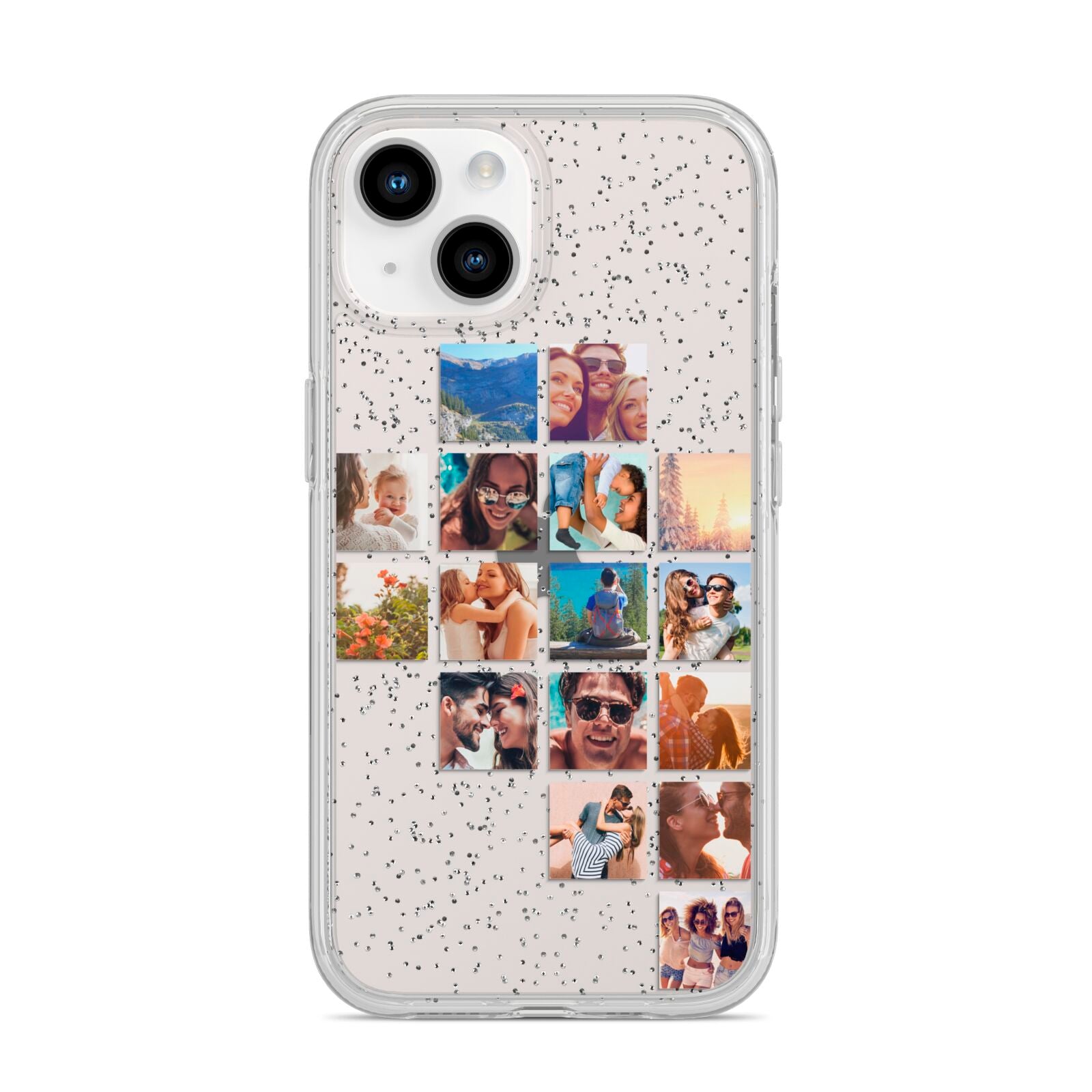 Right Diagonal Photo Montage Upload iPhone 14 Glitter Tough Case Starlight