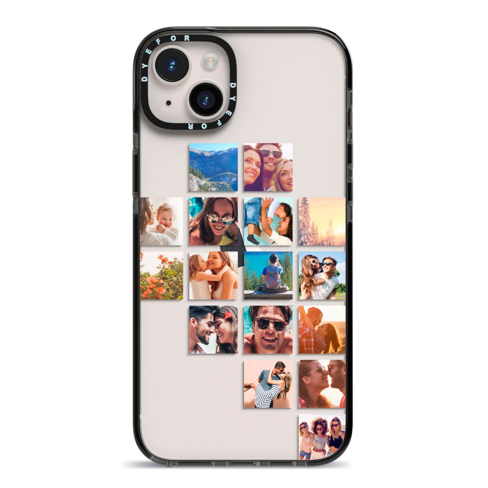 Right Diagonal Photo Montage Upload iPhone 14 Plus Black Impact Case on Silver phone