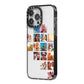 Right Diagonal Photo Montage Upload iPhone 14 Pro Max Black Impact Case Side Angle on Silver phone