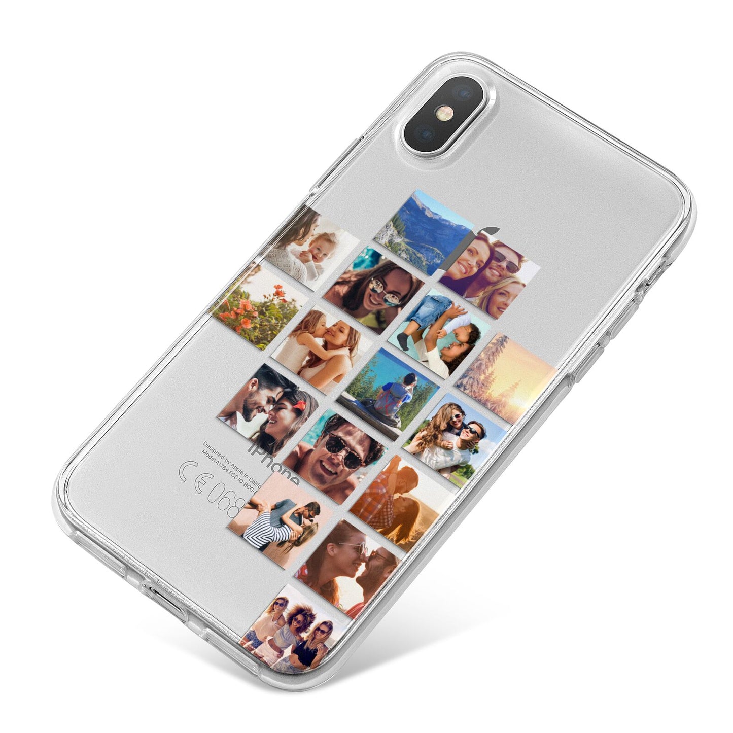 Right Diagonal Photo Montage Upload iPhone X Bumper Case on Silver iPhone