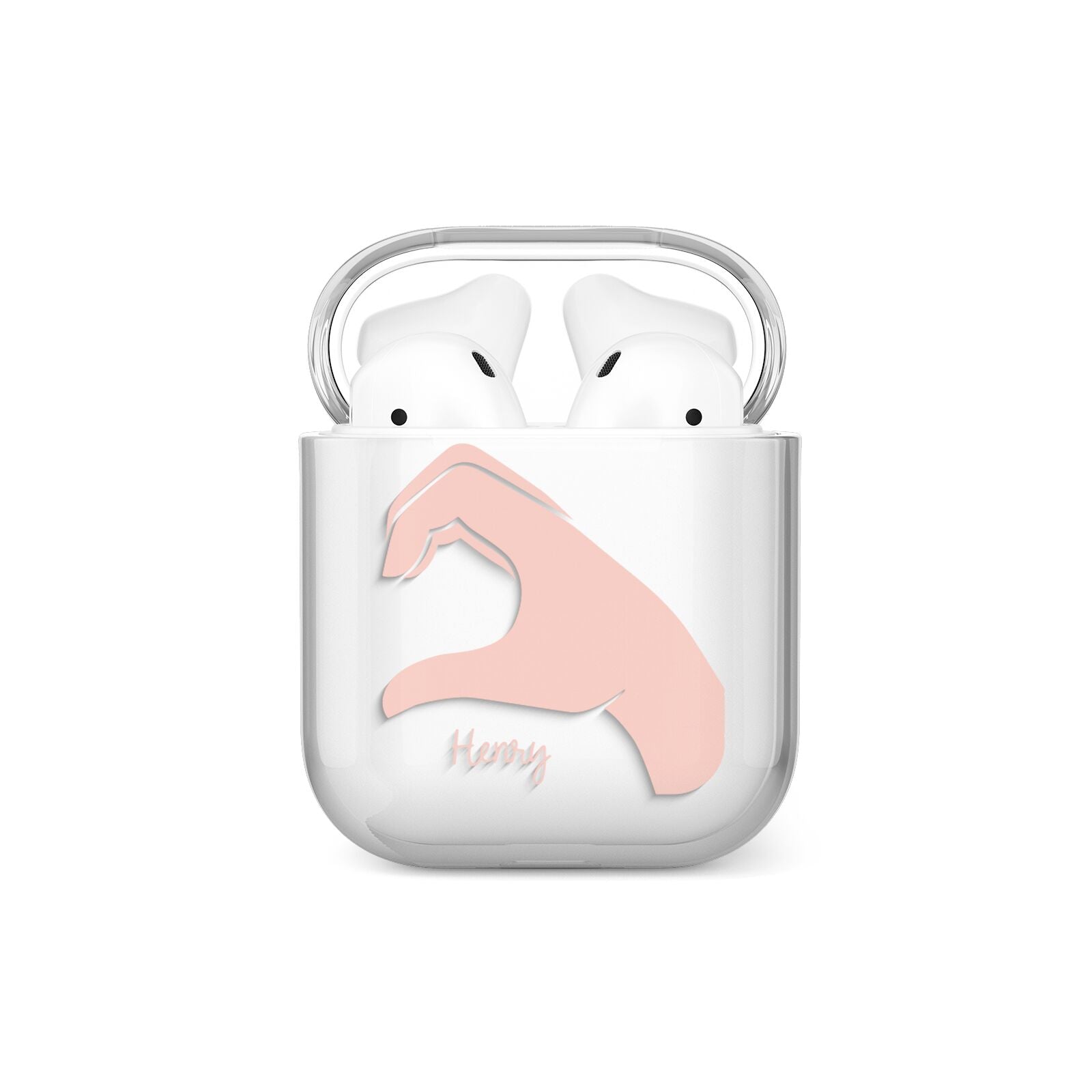 Right Hand in Half Heart with Name AirPods Case