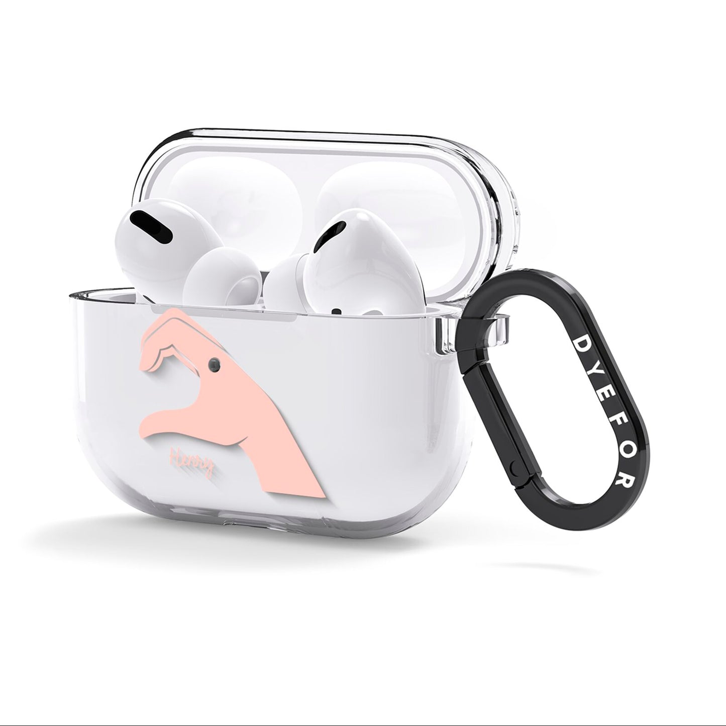 Right Hand in Half Heart with Name AirPods Clear Case 3rd Gen Side Image