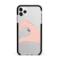Right Hand in Half Heart with Name Apple iPhone 11 Pro Max in Silver with Black Impact Case