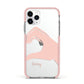 Right Hand in Half Heart with Name Apple iPhone 11 Pro in Silver with Pink Impact Case