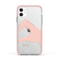 Right Hand in Half Heart with Name Apple iPhone 11 in White with Pink Impact Case