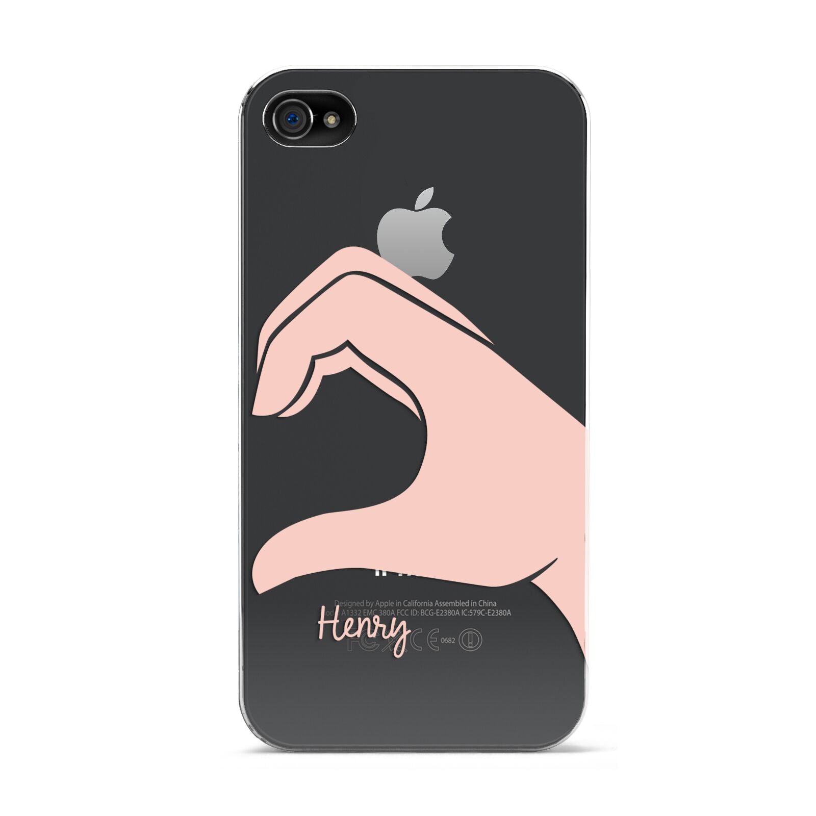 Right Hand in Half Heart with Name Apple iPhone 4s Case