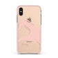Right Hand in Half Heart with Name Apple iPhone Xs Impact Case Pink Edge on Gold Phone