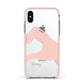Right Hand in Half Heart with Name Apple iPhone Xs Impact Case Pink Edge on Silver Phone