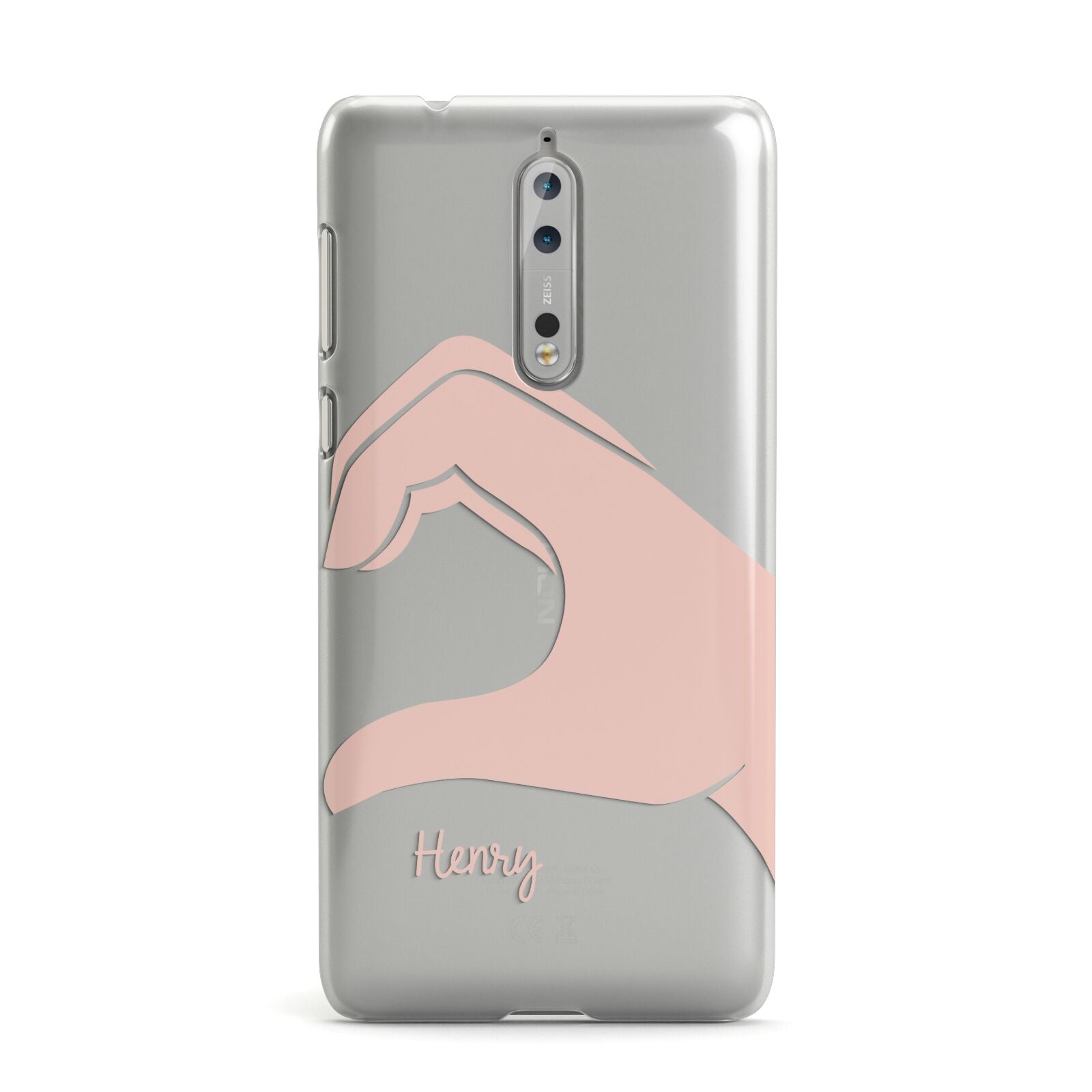 Right Hand in Half Heart with Name Nokia Case