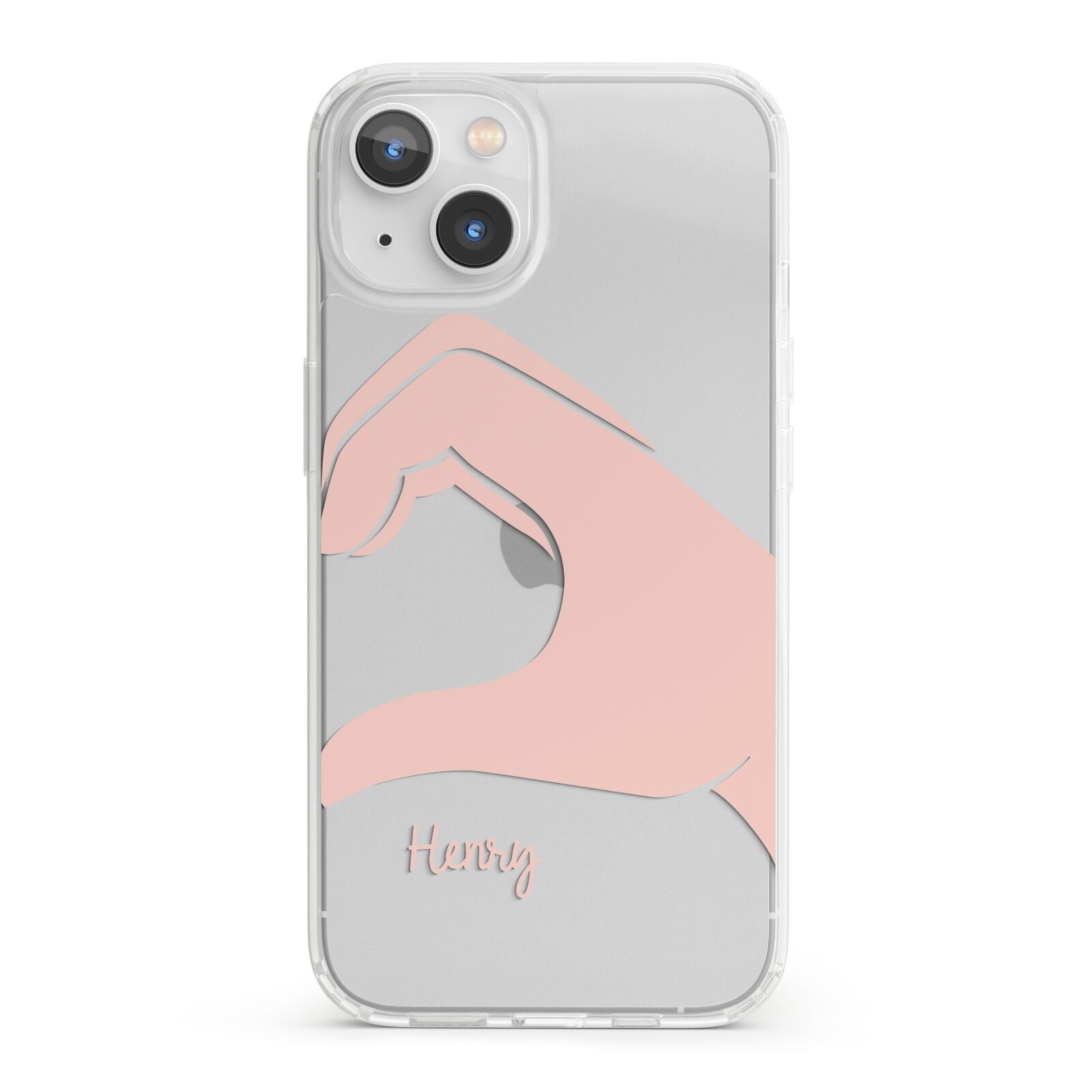 Right Hand in Half Heart with Name iPhone 13 Clear Bumper Case