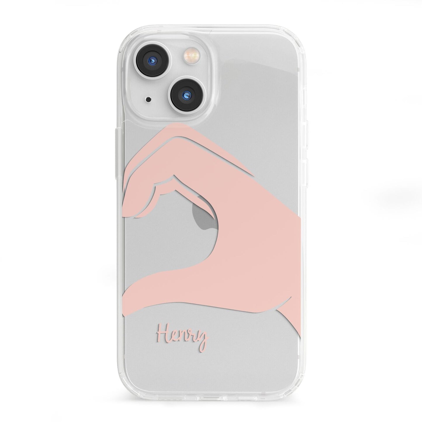 Right Hand in Half Heart with Name iPhone 13 Mini Clear Bumper Case