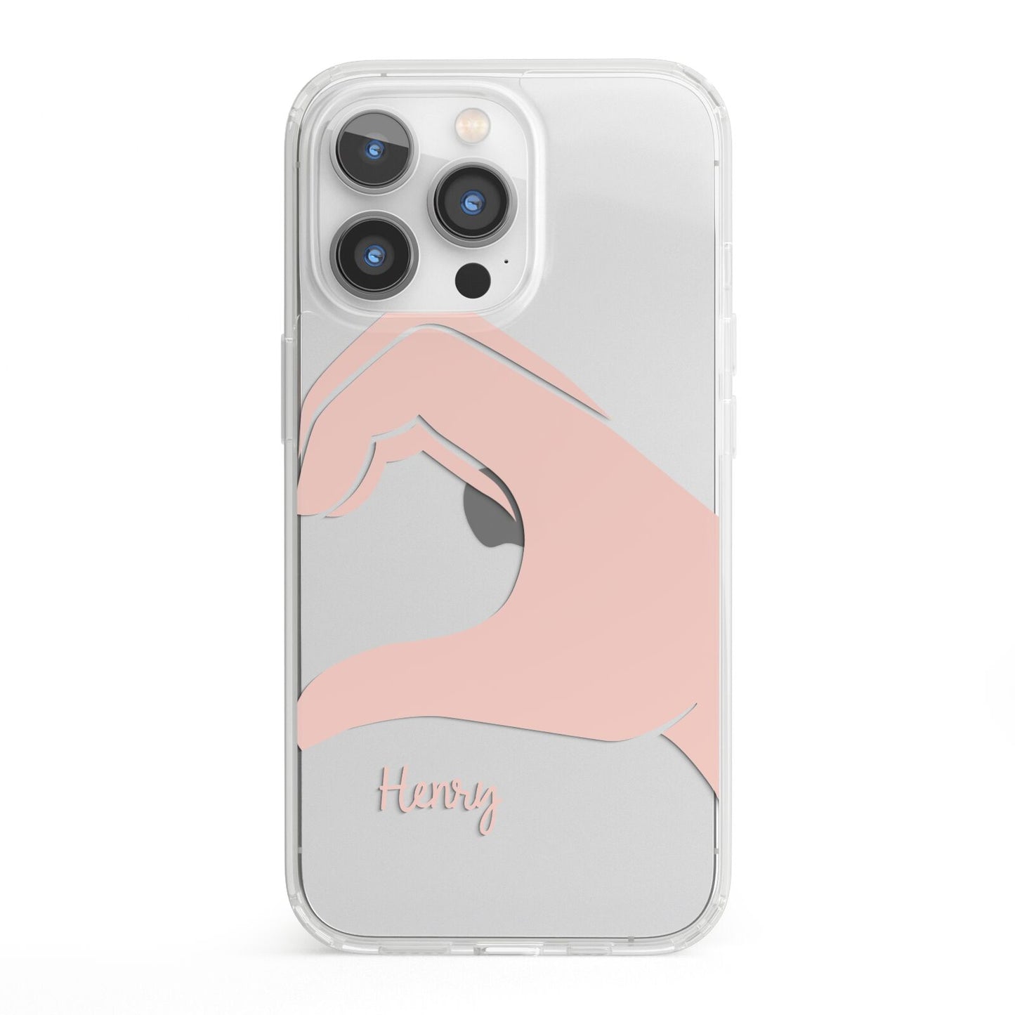 Right Hand in Half Heart with Name iPhone 13 Pro Clear Bumper Case