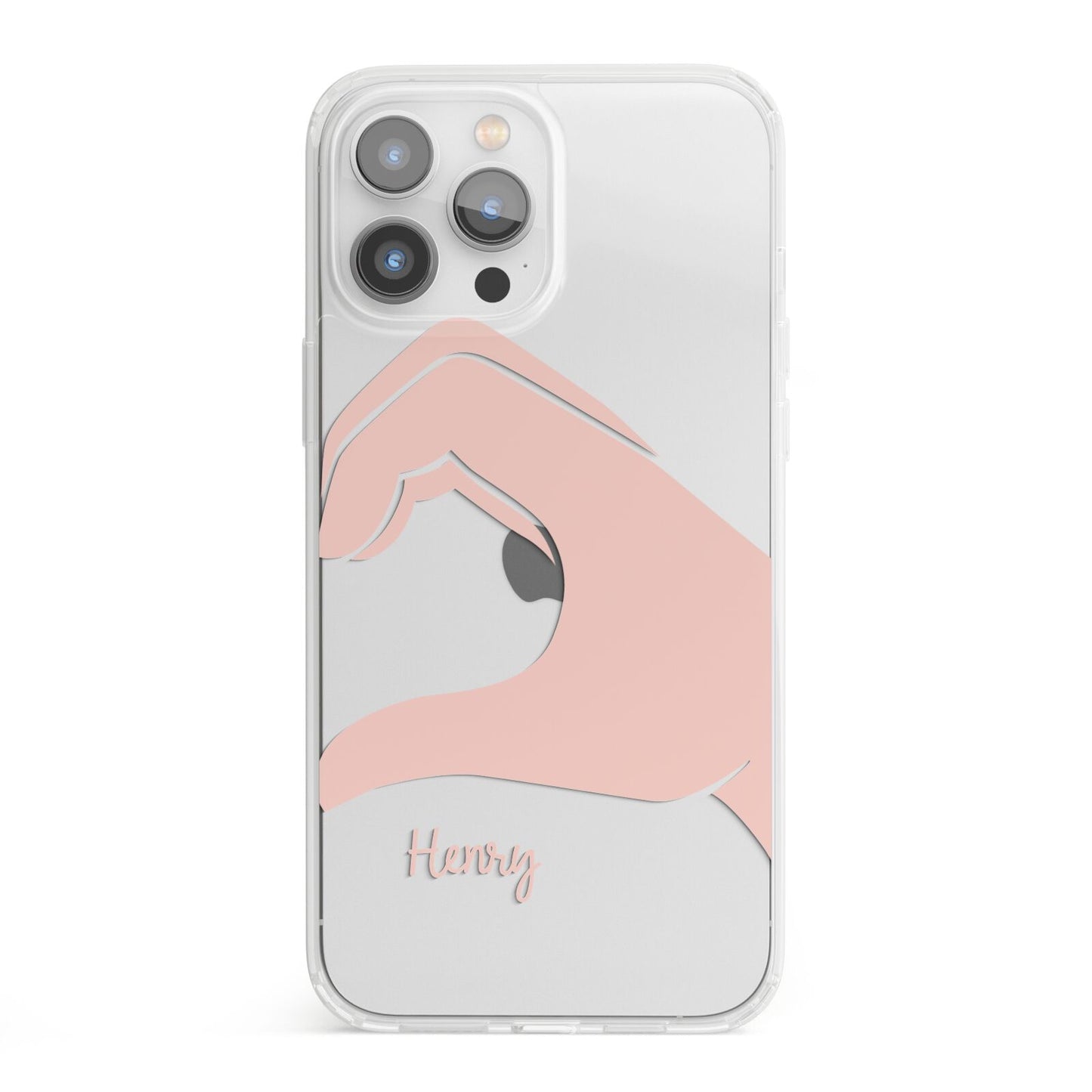 Right Hand in Half Heart with Name iPhone 13 Pro Max Clear Bumper Case