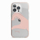 Right Hand in Half Heart with Name iPhone 13 Pro TPU Impact Case with Pink Edges