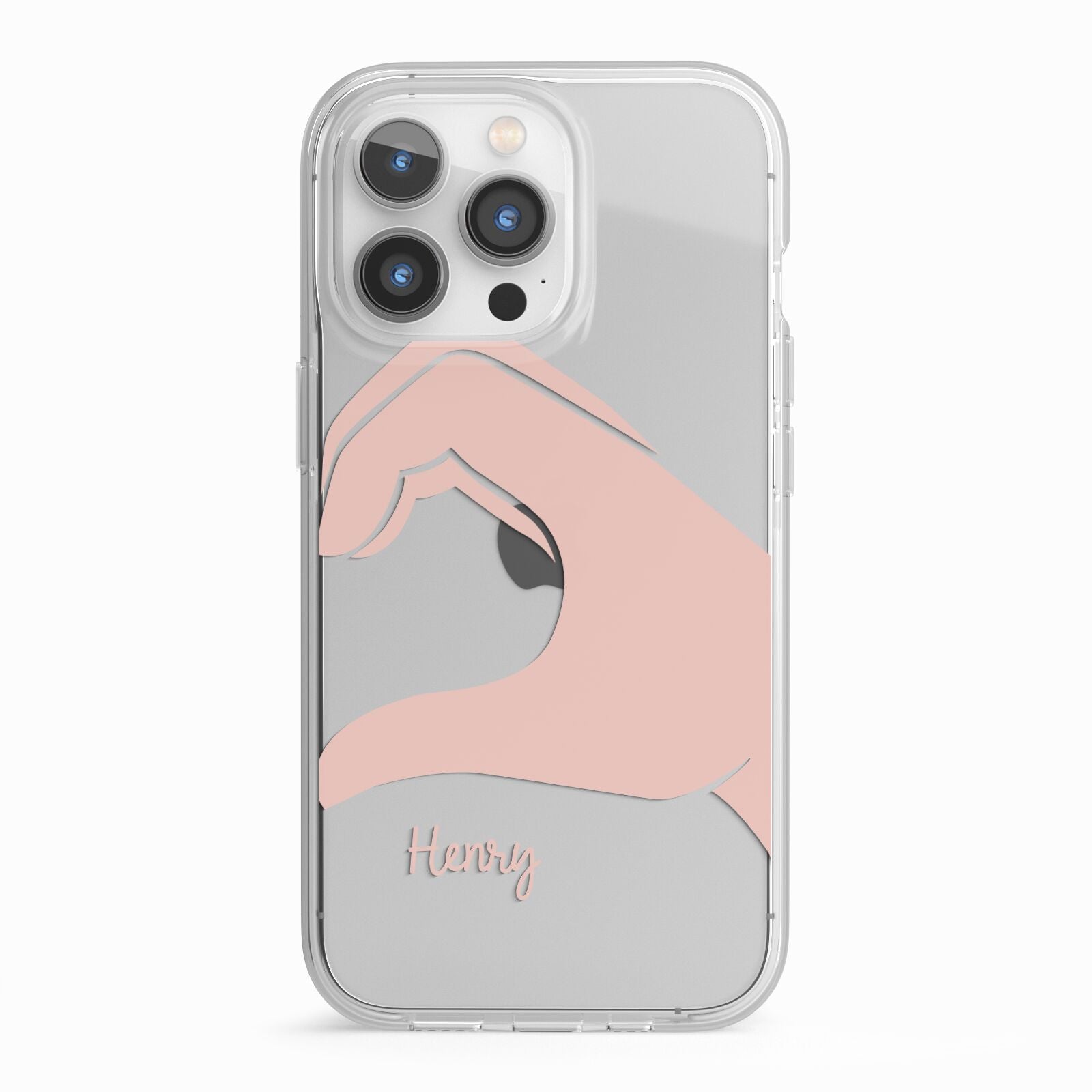 Right Hand in Half Heart with Name iPhone 13 Pro TPU Impact Case with White Edges