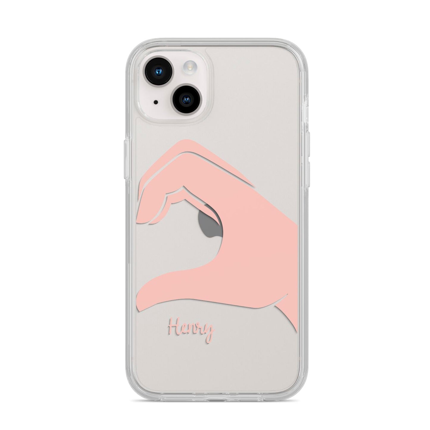 Right Hand in Half Heart with Name iPhone 14 Plus Clear Tough Case Starlight
