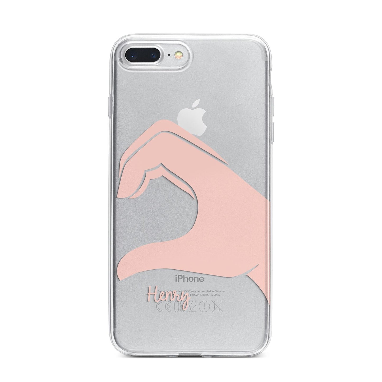 Right Hand in Half Heart with Name iPhone 7 Plus Bumper Case on Silver iPhone