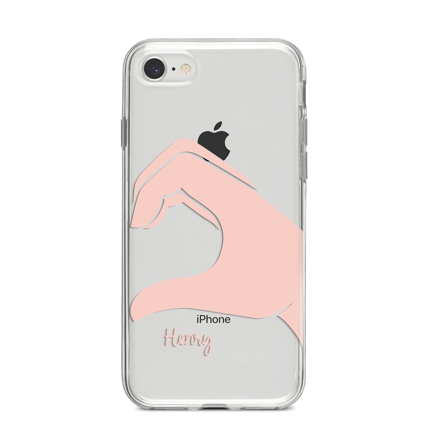 Right Hand in Half Heart with Name iPhone 8 Bumper Case on Silver iPhone