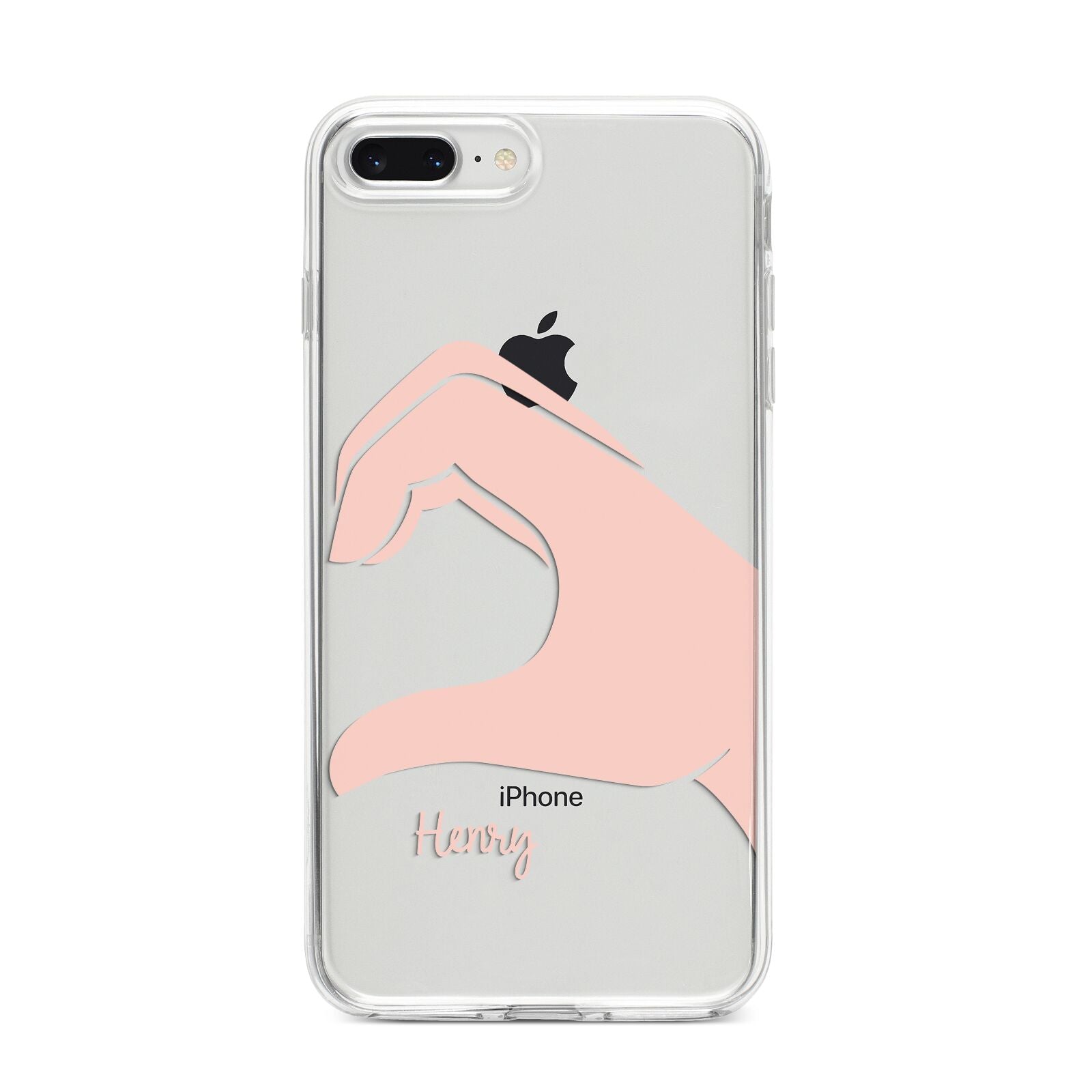 Right Hand in Half Heart with Name iPhone 8 Plus Bumper Case on Silver iPhone