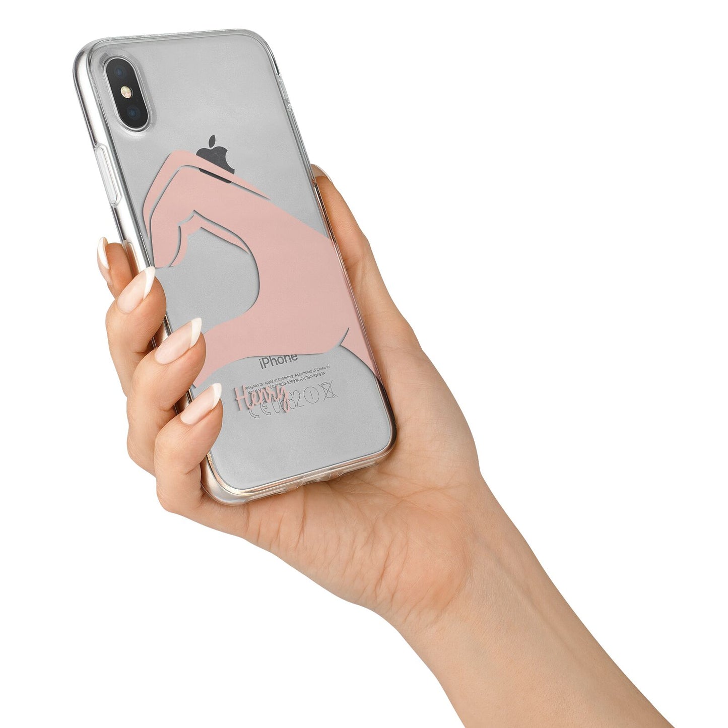 Right Hand in Half Heart with Name iPhone X Bumper Case on Silver iPhone Alternative Image 2