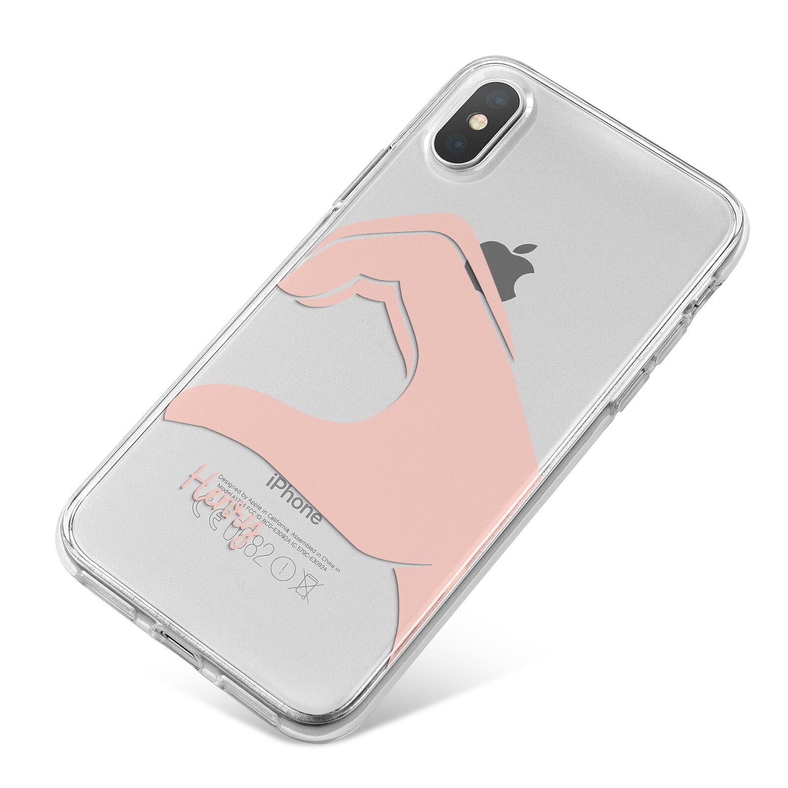 Right Hand in Half Heart with Name iPhone X Bumper Case on Silver iPhone