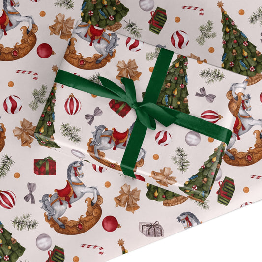 Rocking Horse Christmas Custom Wrapping Paper