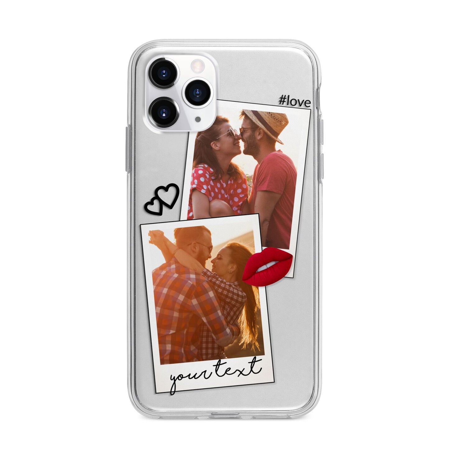 Romantic Pinboard Photo Montage Upload with Text Apple iPhone 11 Pro Max in Silver with Bumper Case