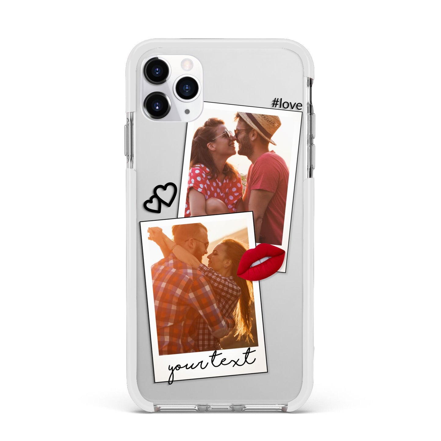Romantic Pinboard Photo Montage Upload with Text Apple iPhone 11 Pro Max in Silver with White Impact Case
