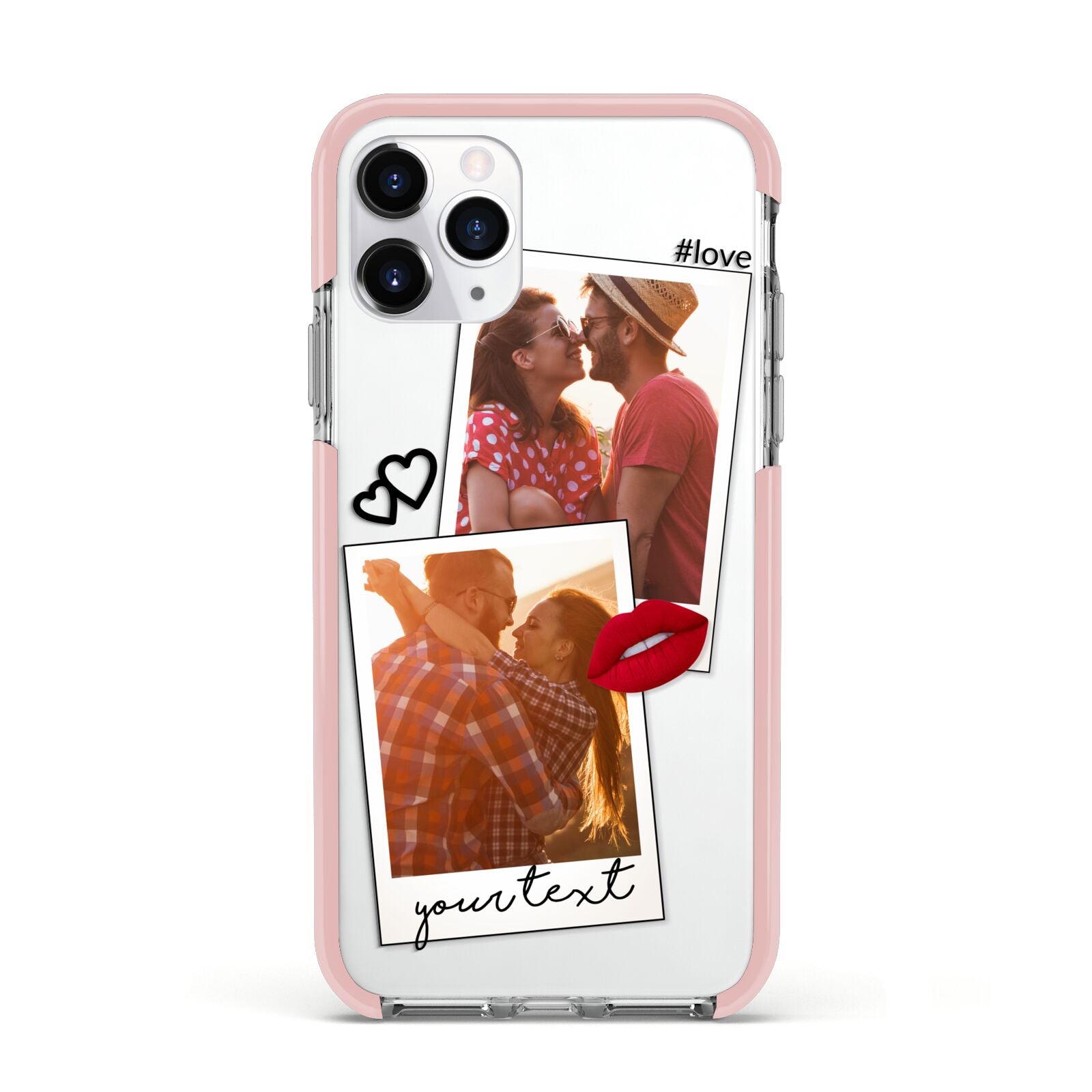 Romantic Pinboard Photo Montage Upload with Text Apple iPhone 11 Pro in Silver with Pink Impact Case
