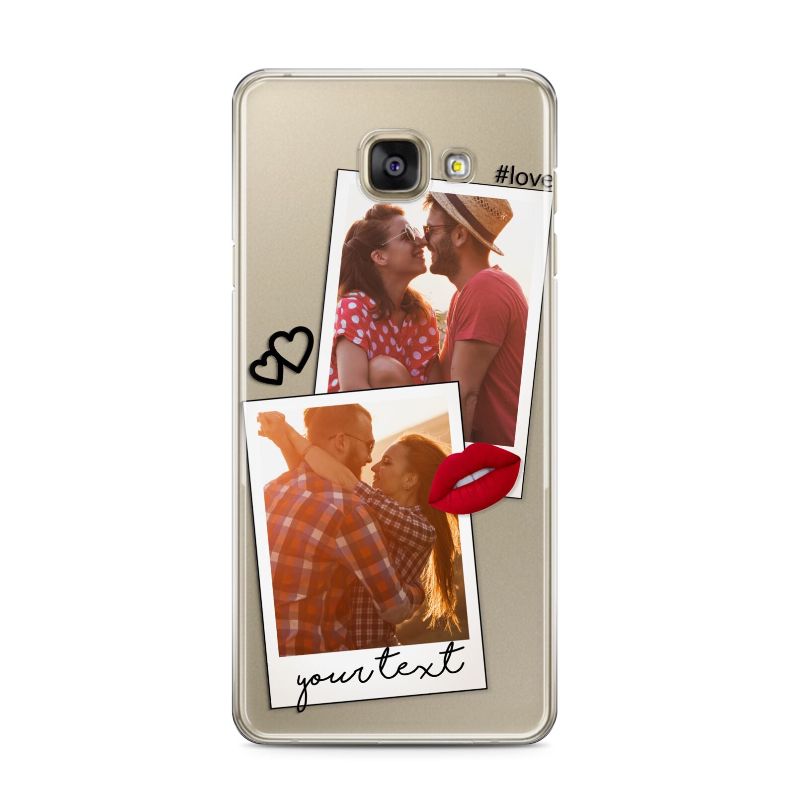 Romantic Pinboard Photo Montage Upload with Text Samsung Galaxy A3 2016 Case on gold phone