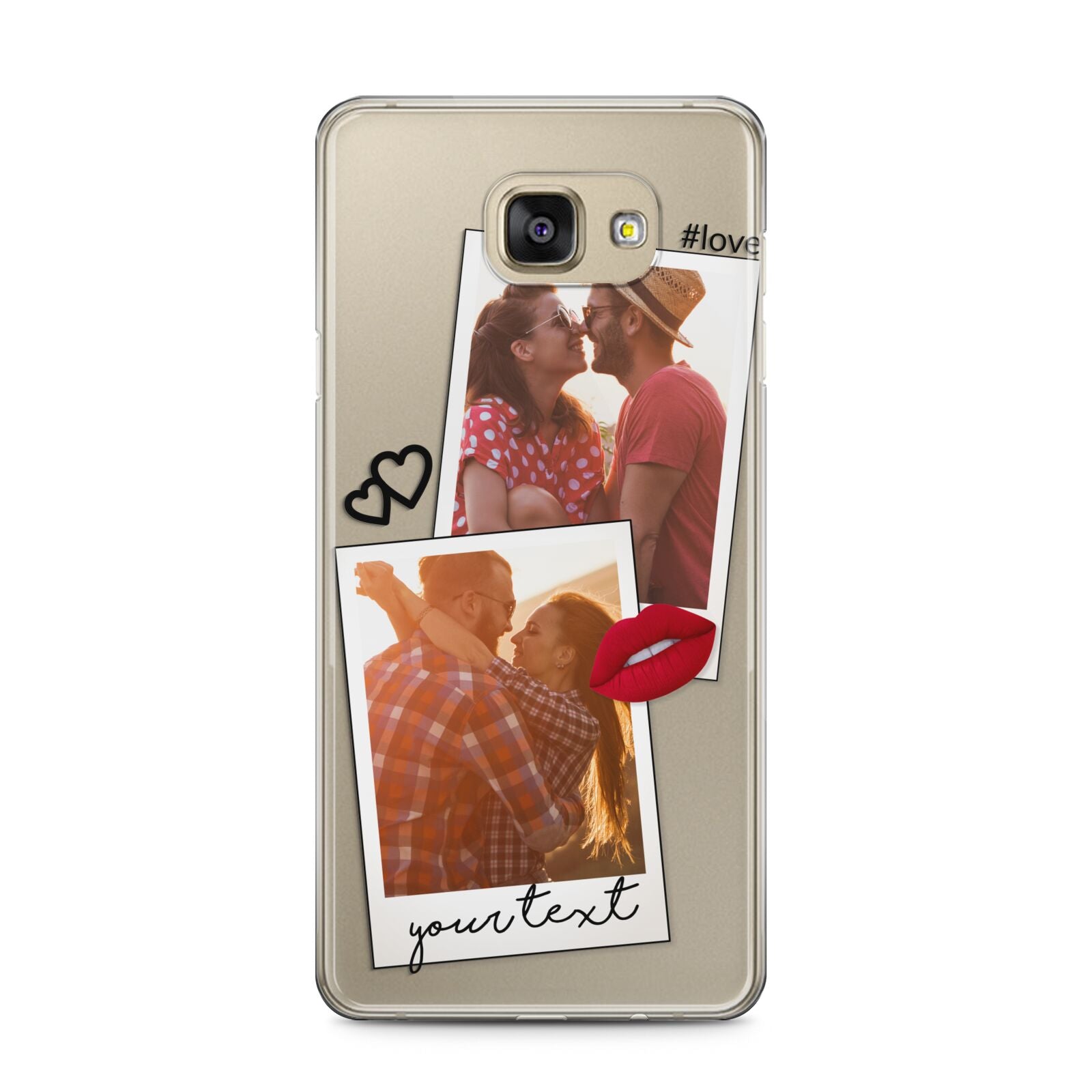 Romantic Pinboard Photo Montage Upload with Text Samsung Galaxy A5 2016 Case on gold phone