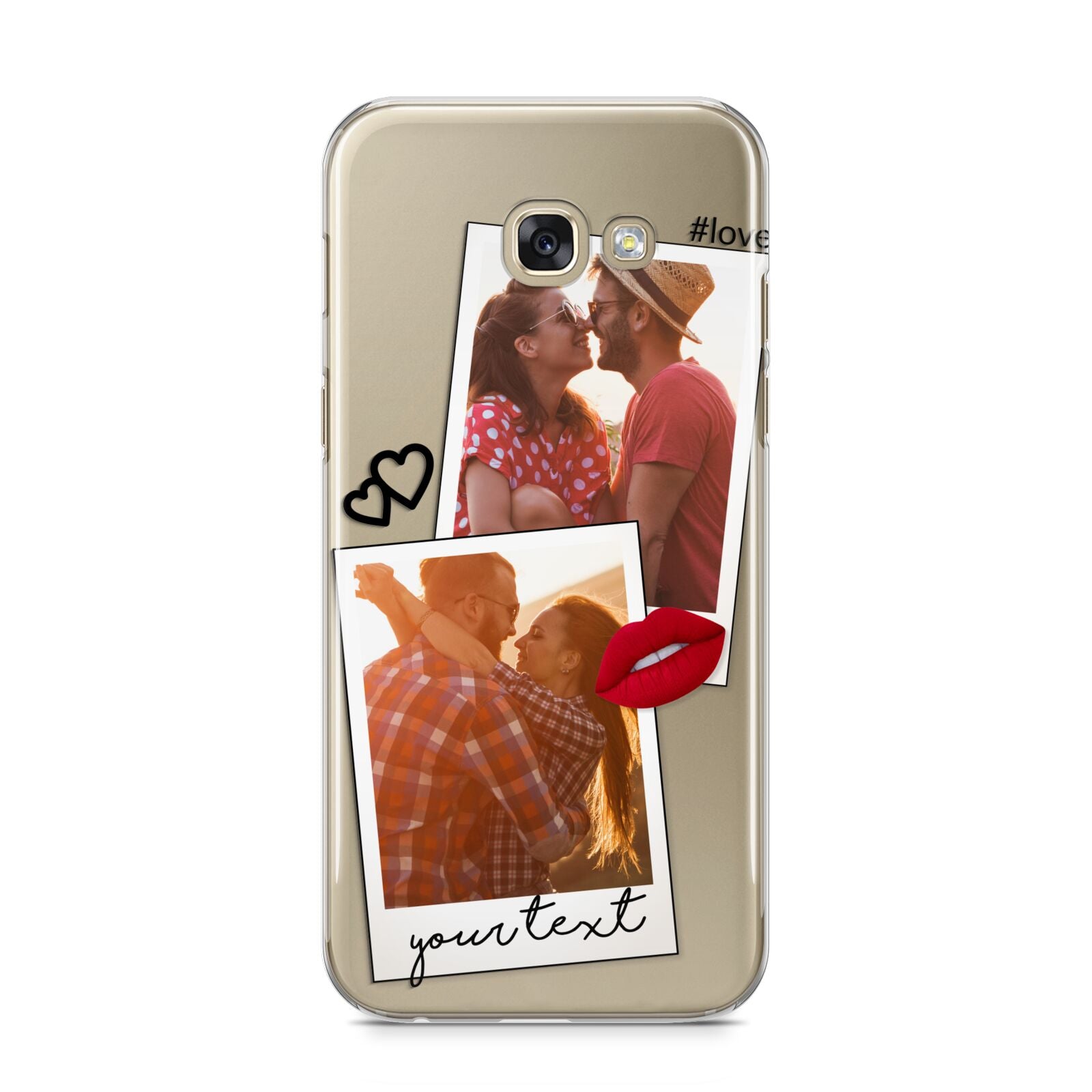 Romantic Pinboard Photo Montage Upload with Text Samsung Galaxy A5 2017 Case on gold phone