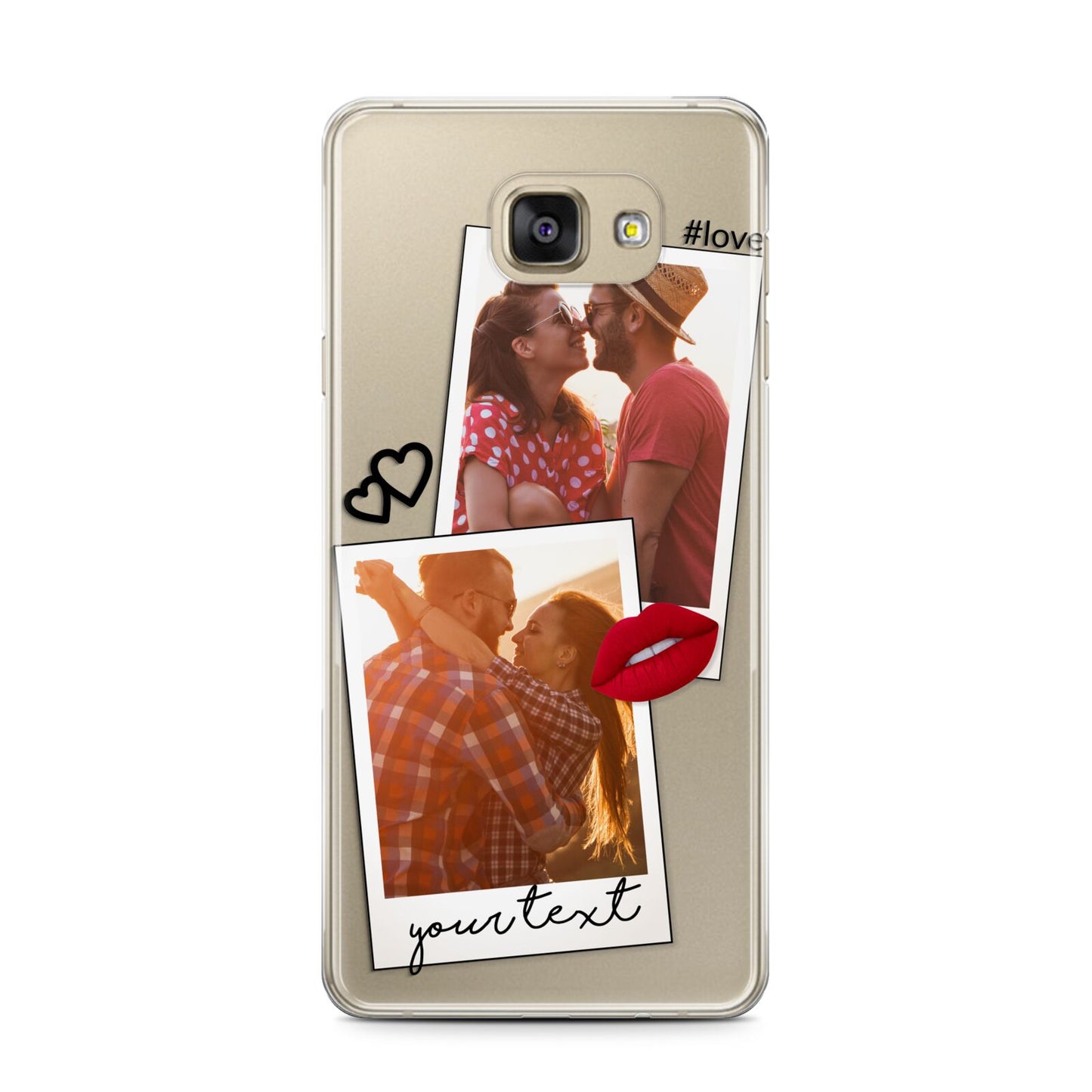 Romantic Pinboard Photo Montage Upload with Text Samsung Galaxy A7 2016 Case on gold phone