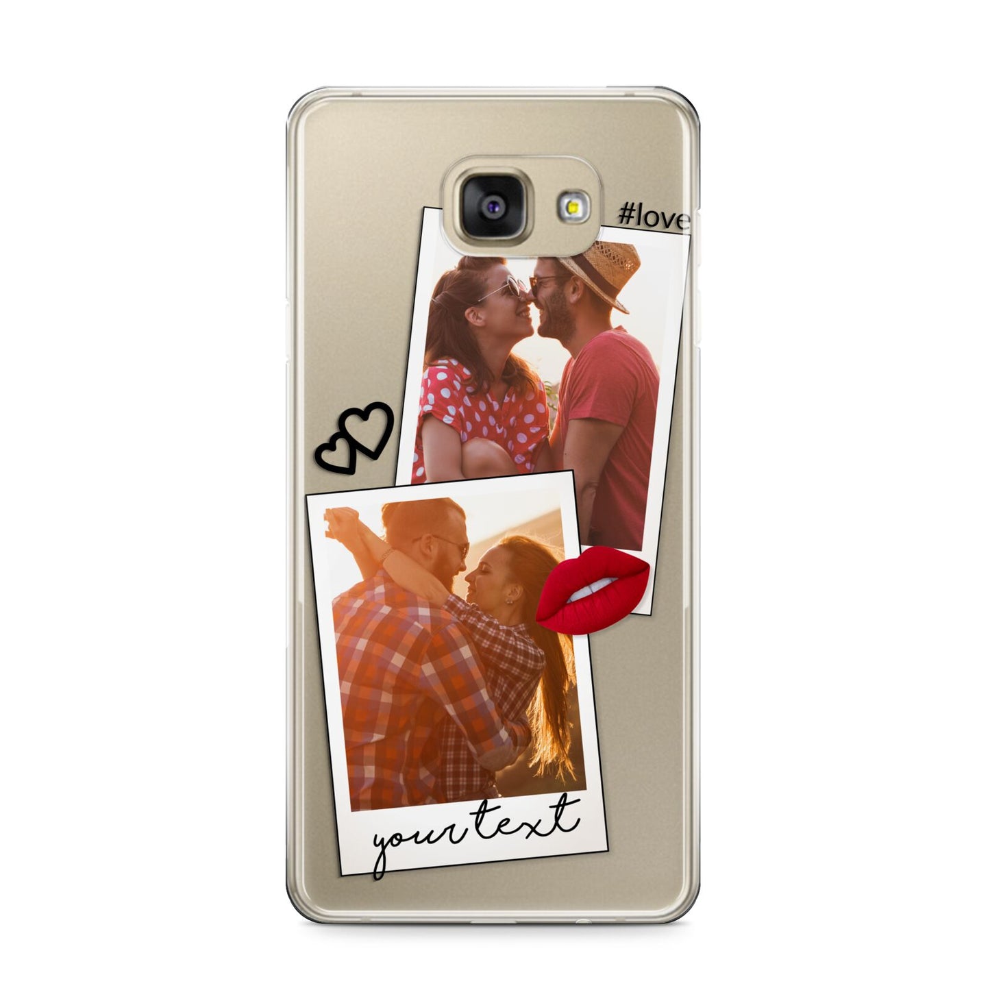 Romantic Pinboard Photo Montage Upload with Text Samsung Galaxy A9 2016 Case on gold phone