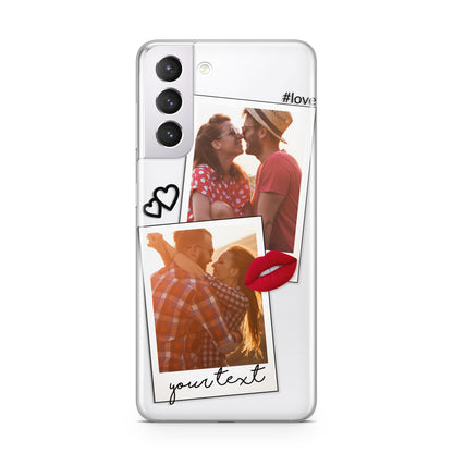 Romantic Pinboard Photo Montage Upload with Text Samsung S21 Case
