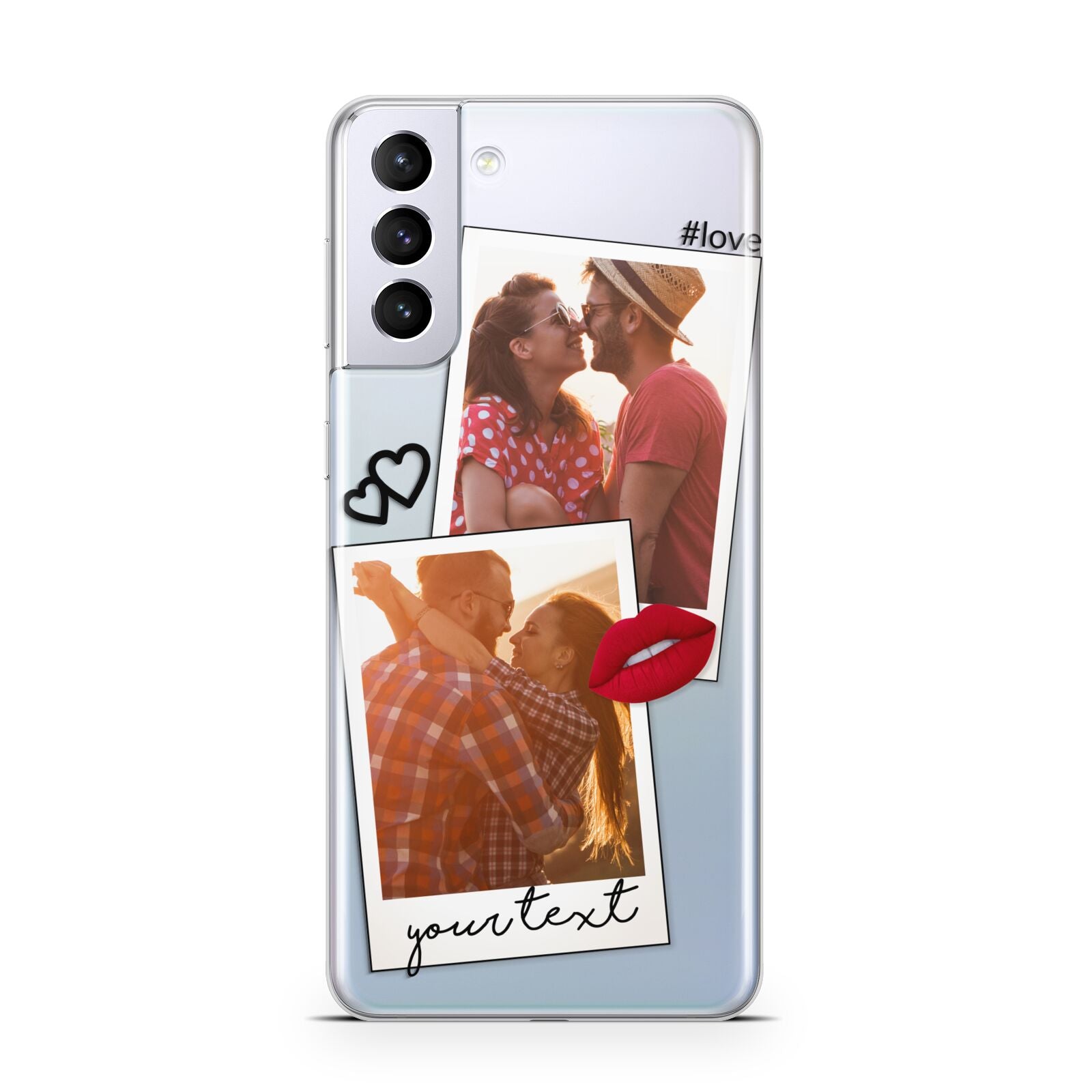 Romantic Pinboard Photo Montage Upload with Text Samsung S21 Plus Case